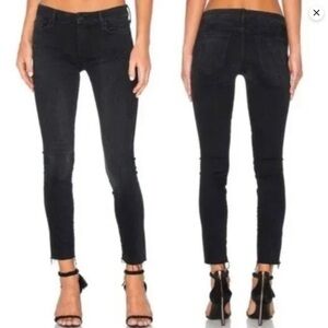 MOTHER Looker Ankle Fray Blackbird Wash Jeans Size  24
